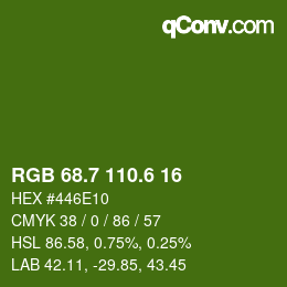 カラーコード: RGB 68.7 110.6 16 | qconv.com