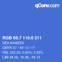 カラーコード: RGB 68.7 110.6 211 | qconv.com