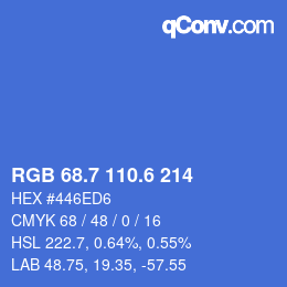 カラーコード: RGB 68.7 110.6 214 | qconv.com