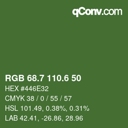 カラーコード: RGB 68.7 110.6 50 | qconv.com