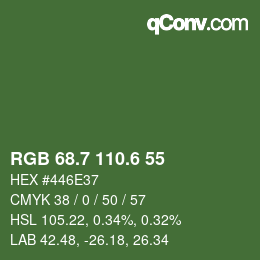 カラーコード: RGB 68.7 110.6 55 | qconv.com