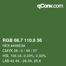 カラーコード: RGB 68.7 110.6 56 | qconv.com