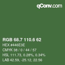 カラーコード: RGB 68.7 110.6 62 | qconv.com