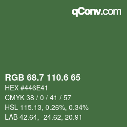 カラーコード: RGB 68.7 110.6 65 | qconv.com