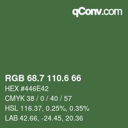 カラーコード: RGB 68.7 110.6 66 | qconv.com