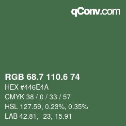 カラーコード: RGB 68.7 110.6 74 | qconv.com