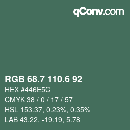 カラーコード: RGB 68.7 110.6 92 | qconv.com