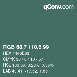 カラーコード: RGB 68.7 110.6 99 | qconv.com