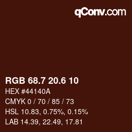 カラーコード: RGB 68.7 20.6 10 | qconv.com