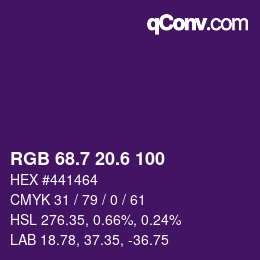 カラーコード: RGB 68.7 20.6 100 | qconv.com