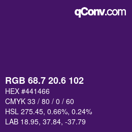 カラーコード: RGB 68.7 20.6 102 | qconv.com