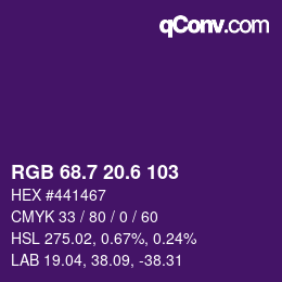 カラーコード: RGB 68.7 20.6 103 | qconv.com