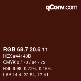 カラーコード: RGB 68.7 20.6 11 | qconv.com