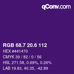 カラーコード: RGB 68.7 20.6 112 | qconv.com