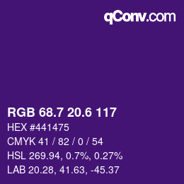 カラーコード: RGB 68.7 20.6 117 | qconv.com