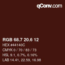カラーコード: RGB 68.7 20.6 12 | qconv.com
