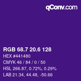 カラーコード: RGB 68.7 20.6 128 | qconv.com