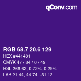 カラーコード: RGB 68.7 20.6 129 | qconv.com