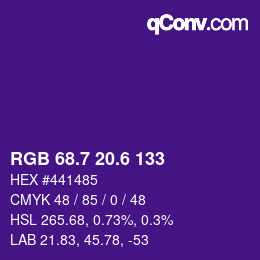 カラーコード: RGB 68.7 20.6 133 | qconv.com
