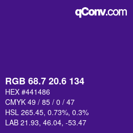 カラーコード: RGB 68.7 20.6 134 | qconv.com