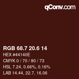カラーコード: RGB 68.7 20.6 14 | qconv.com