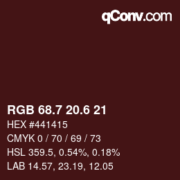 カラーコード: RGB 68.7 20.6 21 | qconv.com