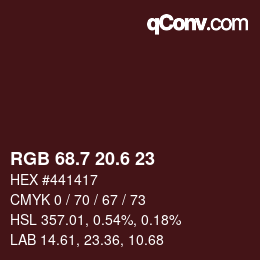 カラーコード: RGB 68.7 20.6 23 | qconv.com