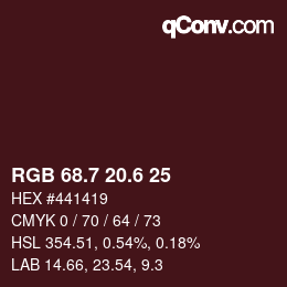 カラーコード: RGB 68.7 20.6 25 | qconv.com