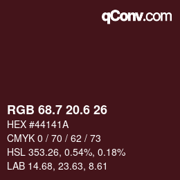 カラーコード: RGB 68.7 20.6 26 | qconv.com