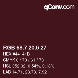カラーコード: RGB 68.7 20.6 27 | qconv.com