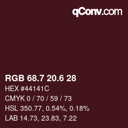 カラーコード: RGB 68.7 20.6 28 | qconv.com