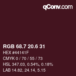 カラーコード: RGB 68.7 20.6 31 | qconv.com