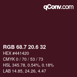 カラーコード: RGB 68.7 20.6 32 | qconv.com