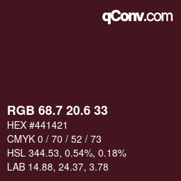 カラーコード: RGB 68.7 20.6 33 | qconv.com