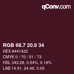 カラーコード: RGB 68.7 20.6 34 | qconv.com