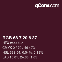 カラーコード: RGB 68.7 20.6 37 | qconv.com