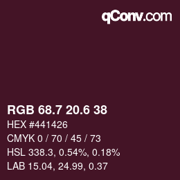カラーコード: RGB 68.7 20.6 38 | qconv.com