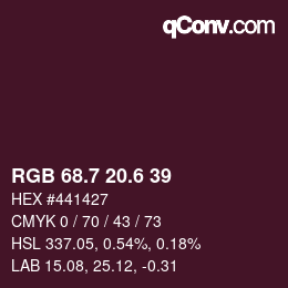 カラーコード: RGB 68.7 20.6 39 | qconv.com