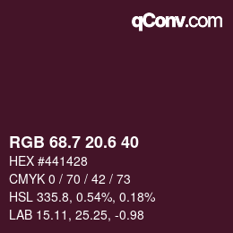 カラーコード: RGB 68.7 20.6 40 | qconv.com