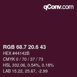 カラーコード: RGB 68.7 20.6 43 | qconv.com