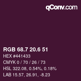 カラーコード: RGB 68.7 20.6 51 | qconv.com