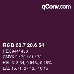 カラーコード: RGB 68.7 20.6 54 | qconv.com