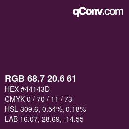 カラーコード: RGB 68.7 20.6 61 | qconv.com