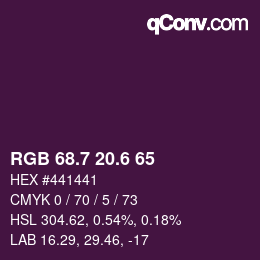 カラーコード: RGB 68.7 20.6 65 | qconv.com