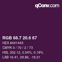 カラーコード: RGB 68.7 20.6 67 | qconv.com