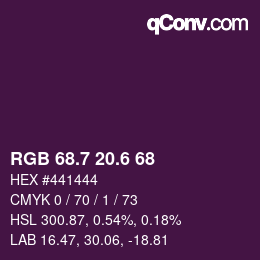 カラーコード: RGB 68.7 20.6 68 | qconv.com