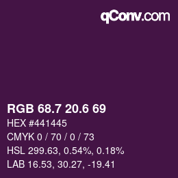 カラーコード: RGB 68.7 20.6 69 | qconv.com