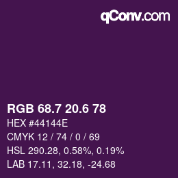 カラーコード: RGB 68.7 20.6 78 | qconv.com