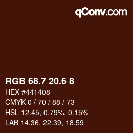 カラーコード: RGB 68.7 20.6 8 | qconv.com