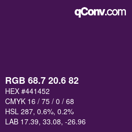 カラーコード: RGB 68.7 20.6 82 | qconv.com